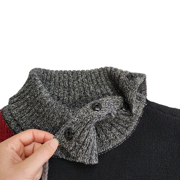 Liz Claiborne Womens Vintage Knit Turtleneck Sweater Size Medium Red Black Plaid - Picture 7 of 11